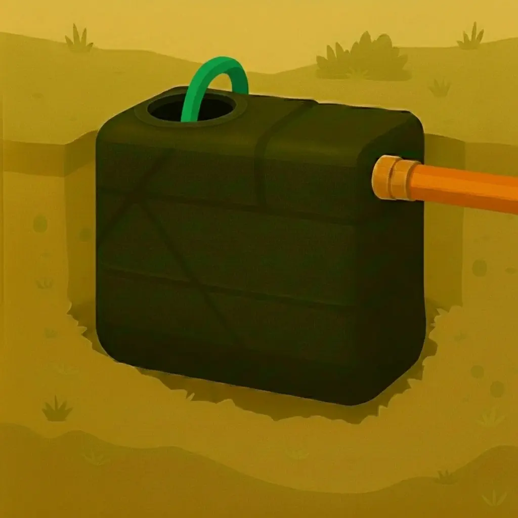 Vetvangput gevuld met water om drukschade te voorkomen en meteen de leidingen en ontluchting op lekkages te testen